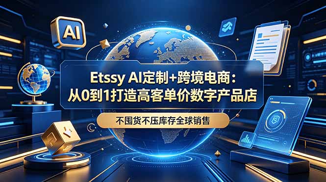 Etsy AI定制+跨境电商：从0到1打造高客单价数字产品店，不囤货不压库存全球销售-藏宝阁
