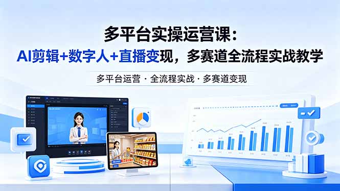 某团队多平台实操运营课-更新26年4月29：AI剪辑+数字人+直播变现，多赛道全流程实战教学-藏宝阁