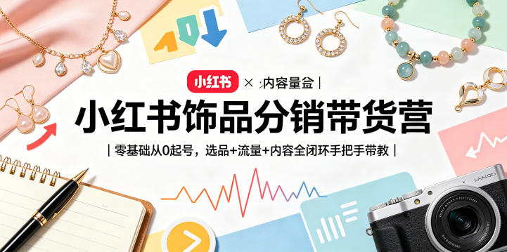 小红书饰品分销带货营｜零基础从0起号，选品+流量+内容全闭环手把手带教-藏宝阁
