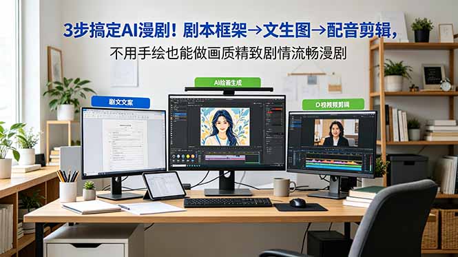 3步搞定AI漫剧！剧本框架→文生图→配音剪辑，不用手绘也能做画质精致剧情流畅漫剧-藏宝阁