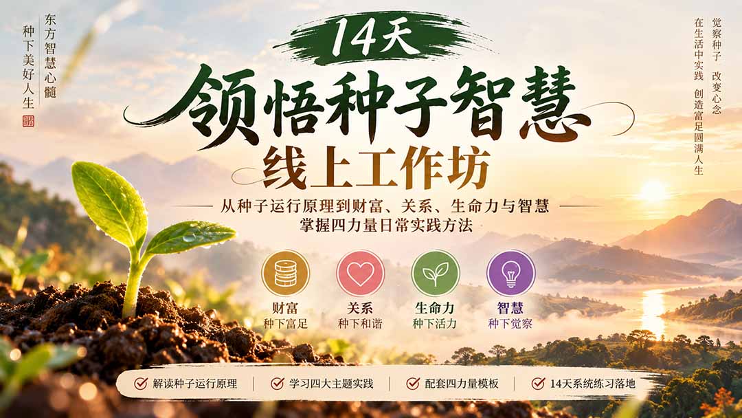 14天领悟种子智慧线上工作坊｜从种子运行原理到财富、关系、生命力与智慧，掌握四力量日常实践方法-藏宝阁