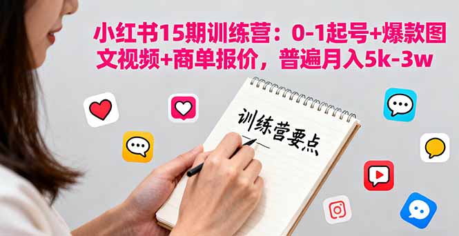 小红书15期训练营：0-1起号+爆款图文视频+商单报价，普遍月入5k-3w-藏宝阁