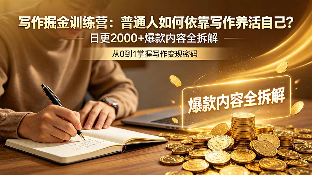 写作掘金训练营：普通人如何依靠写作养活自己？日更2000+爆款内容全拆解-藏宝阁