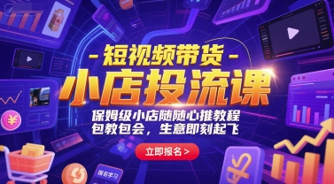 短视频带货-小店投流课，保姆级小店随心推教程，包教包会，生意即刻起飞-藏宝阁