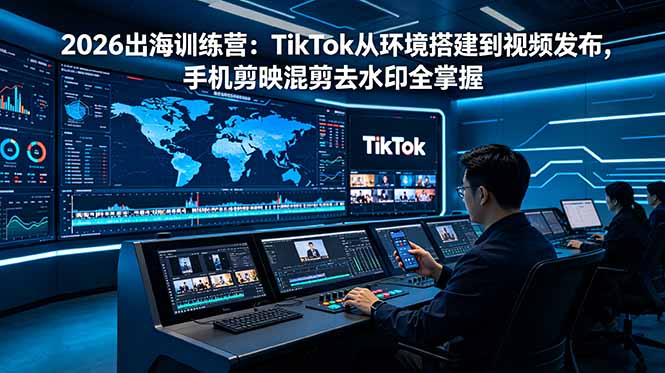 2026出海训练营：TikTok从环境搭建到视频发布，手机剪映混剪去水印全掌握-藏宝阁