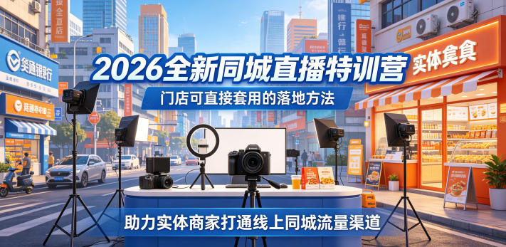 2026全新同城直播特训营，门店可直接套用的落地方法，助力实体商家打通线上同城流量渠道-藏宝阁