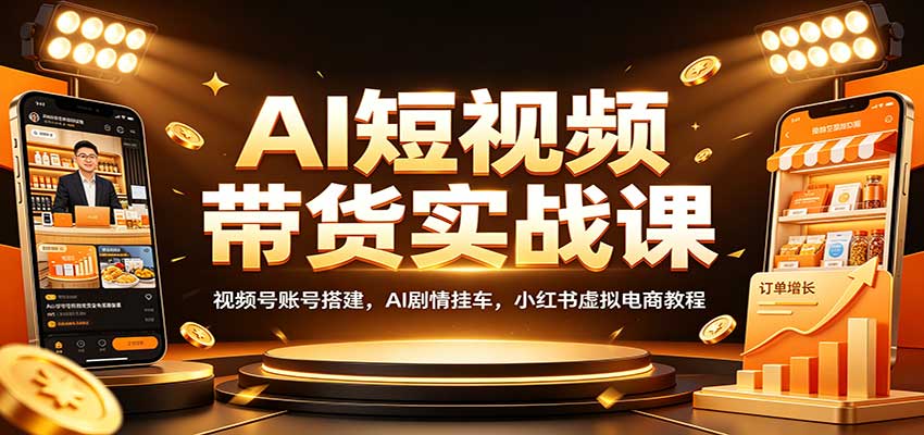 AI短视频带货实战课：视频号账号搭建，AI剧情挂车，小红书虚拟电商教程-藏宝阁