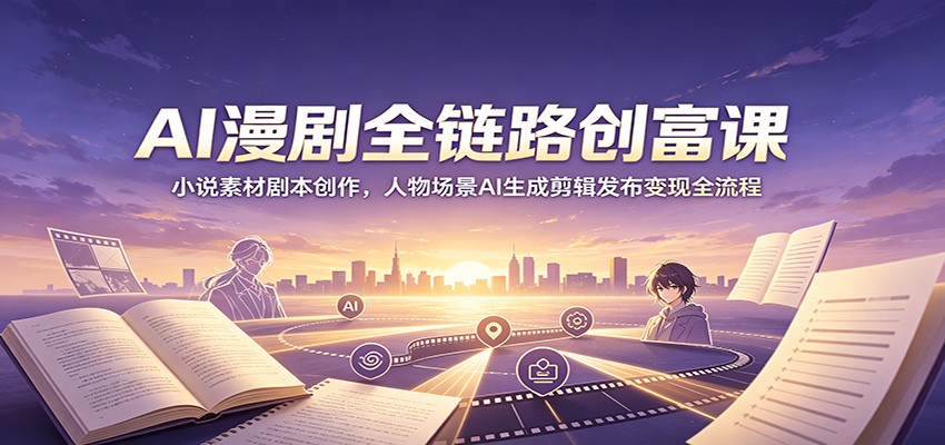 AI漫剧全链路创富课：小说素材剧本创作，人物场景AI生成剪辑发布变现全流程-藏宝阁