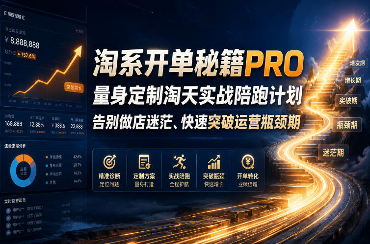 淘系开单秘籍PRO，量身定制淘天实战陪跑计划，告别做店迷茫、快速突破运营瓶颈期(2026年6月22日)-藏宝阁