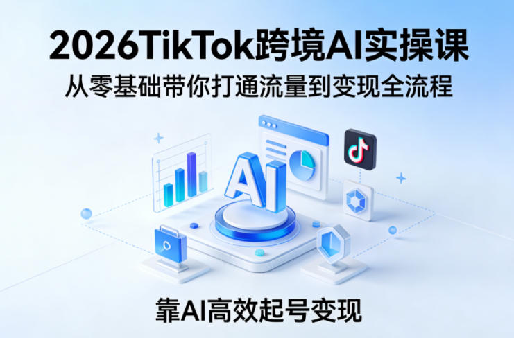 2026TikTok跨境AI实操课，从零基础带你打通流量到变现全流程，靠AI高效起号变现-藏宝阁