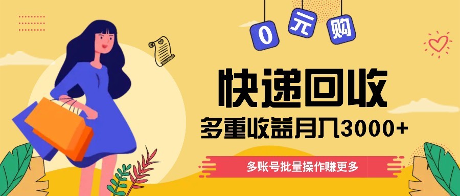 快递回收多重收益玩法，多账号批量操作，新手小白也能搬砖月入3000+！-藏宝阁