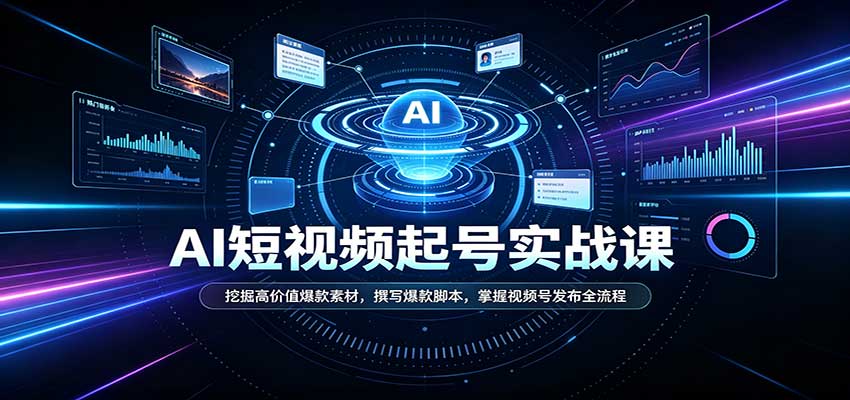 短视频AI起号实战课：挖掘高价值爆款素材，撰写爆款脚本，掌握视频号发布全流程-藏宝阁