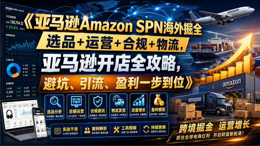 亚马逊Amazon SPN海外掘全，选品+运营+合规+物流，亚马逊开店全攻略，避坑、引流、盈利一步到位-藏宝阁