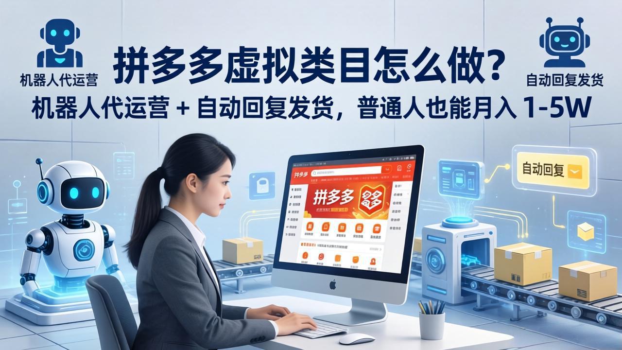 拼多多虚拟类目怎么做？机器人代运营 + 自动回复发货，普通人也能月入 1-5W-藏宝阁