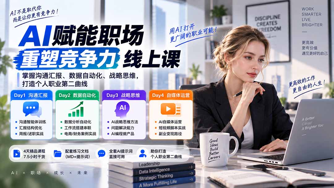 AI职场提效与第二曲线实战课-无水印：学习沟通汇报、数据工作流和战略思维，掌握AI编程做产品及自媒体运营方法-藏宝阁