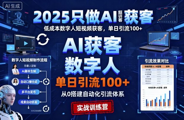 2025只做AI获客，AI超级获客实训营，低成本数字人短视频获客，单日引流100+-藏宝阁