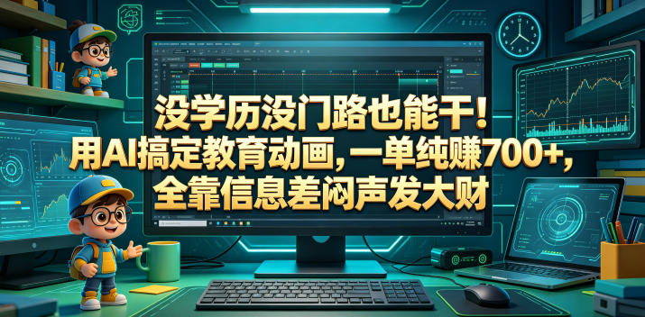 没学历没门路也能干！用AI搞定教育动画，一单纯賺700+，全靠信息差闷声发大财【揭秘】-藏宝阁