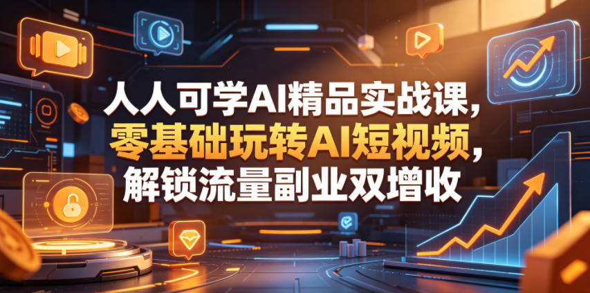 人人可学AI精品实战课，零基础玩转AI短视频，解锁流量副业双增收-藏宝阁