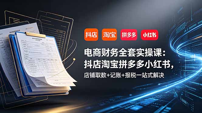 电商财务全套实操课：抖店淘宝拼多多小红书，店铺取数+记账+报税一站式解决-藏宝阁
