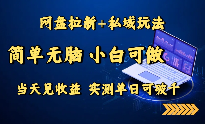 网盘拉新+私域玩法，简单无脑，小白可做，当天见收益，实测单日可破千-藏宝阁