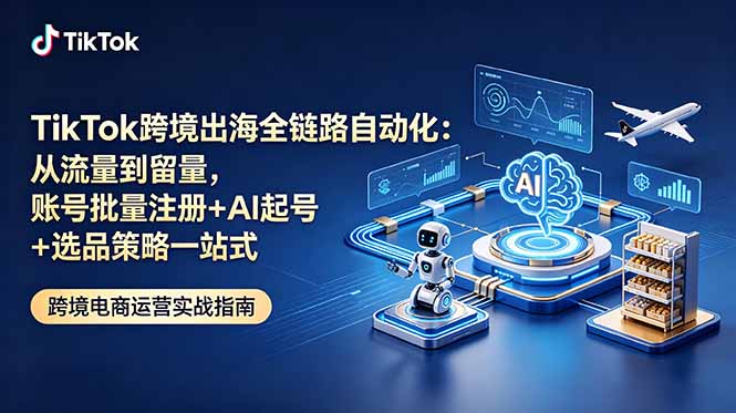 TikTok跨境出海全链路自动化：从流量到留量，账号批量注册+AI起号+选品策略一站式-藏宝阁