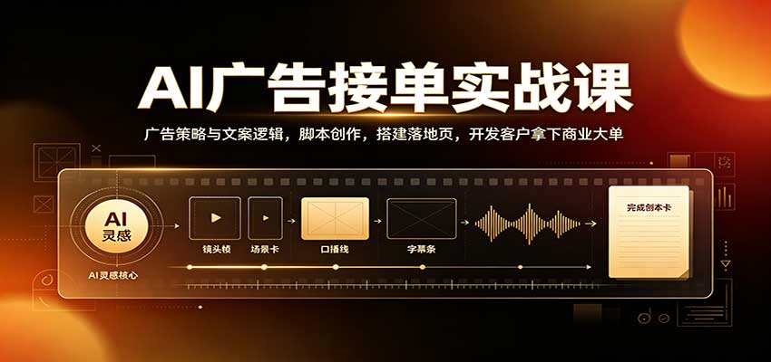 AI广告接单实战：广告策略与文案逻辑，脚本创作，搭建落地页，开发客户拿下商业大单-藏宝阁