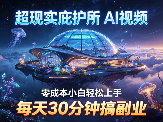 超现实庇护所AI视频项目拆解，零成本小白轻松上手，每天30分钟搞副业-藏宝阁