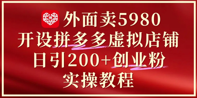 外面卖5980开设拼多多虚拟店铺：单日引流200+创业付费粉实战教程-藏宝阁