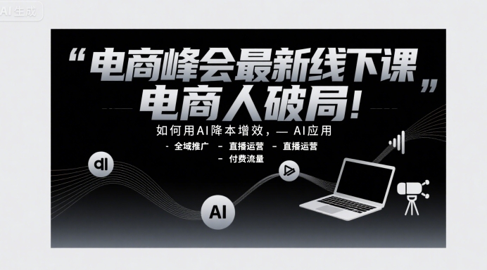电商峰会最新线下课，电商人破局，如何用AI降本增效，AI应用-全域推广-直播运营-付费流量-藏宝阁