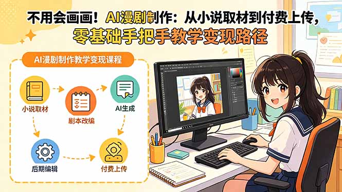不用会画画！AI漫剧制作：从小说取材到付费上传，零基础手把手教学变现路径-藏宝阁