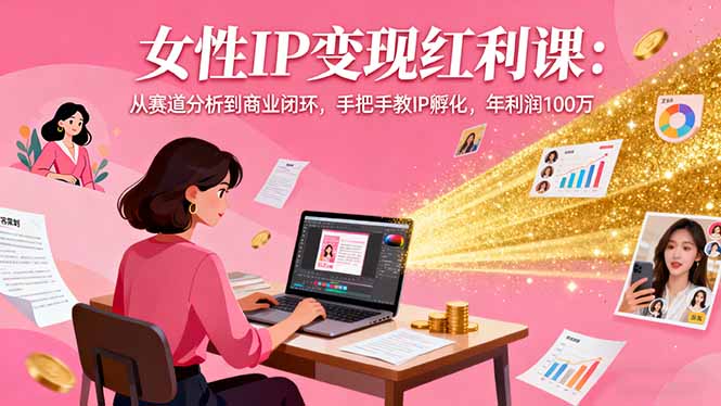 女性IP变现红利课：从赛道分析到商业闭环，手把手教IP孵化，年利润100万-藏宝阁