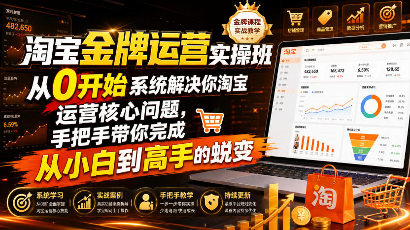 淘宝金牌运营实操班，从0开始系统解决你淘宝运营核心问题，手把手带你完成从小白到高手的蜕变(2026年7月)-藏宝阁