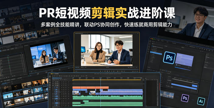 PR短视频剪辑实战进阶课，多案例全技能精讲，联动PS协同创作，快速练就商用剪辑能力-藏宝阁