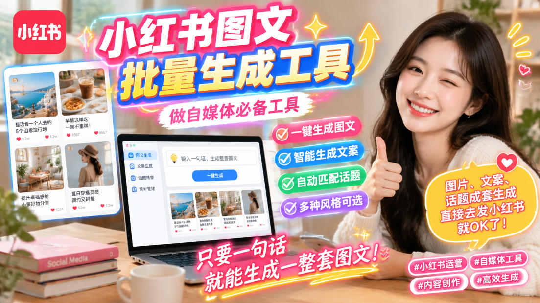 小红书图文批量生成工具，话题、文案、配图一键生成，直接发布，做自媒体必备工具-藏宝阁