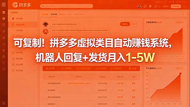 可复制！拼多多虚拟类目自动赚钱系统，机器人回复+发货月入 1-5W-藏宝阁