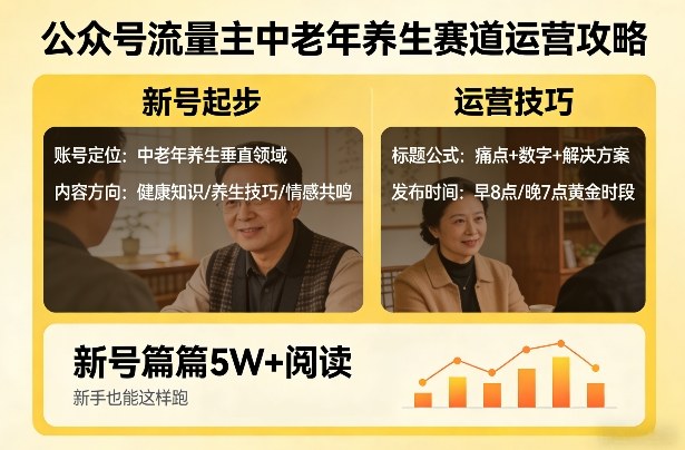 公众号流量主中老年养生赛道，新号篇篇5W+阅读，新手也能这样跑-藏宝阁