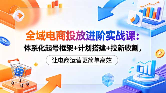 全域电商投放进阶实战课：体系化起号框架+计划搭建+拉新收割，让电商运营更简单高效-藏宝阁