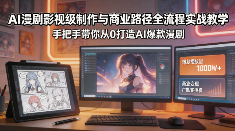 AI漫剧影视级制作与商业路径全流程实战教学，手带你从0打造AI爆款漫剧-藏宝阁