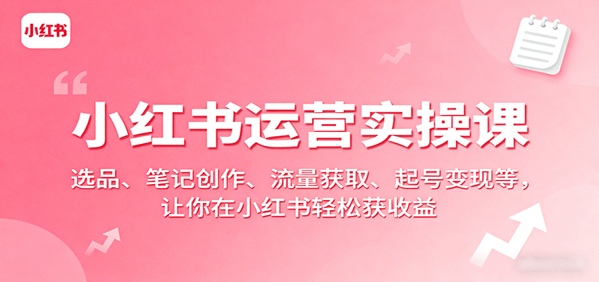 小红书运营实操课：选品、笔记创作、流量获取、起号变现等，让你在小红书轻松获收益-藏宝阁