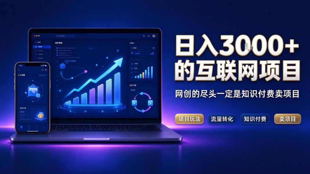 日入3k+的互联网项目，网红的尽头是带货，网创的尽头一定是知识付费卖项目【揭秘】-藏宝阁