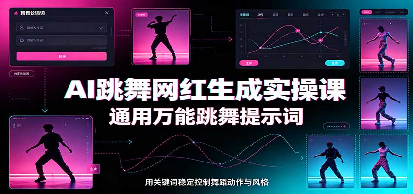 AI跳舞网红生成实操课：通用万能跳舞提示词，多模型适配，人物舞蹈视频制作全套教学-藏宝阁