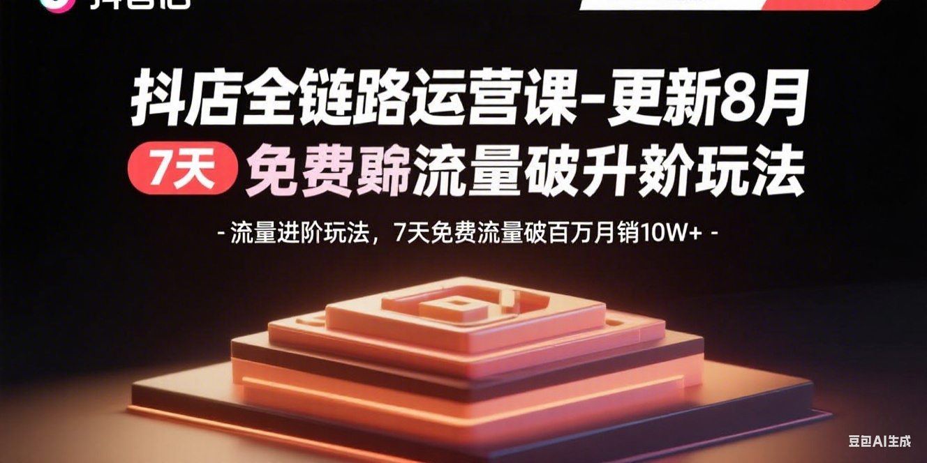抖店全链路运营课-更新8月：流量进阶玩法，7天免费流量破百万月销10W+-藏宝阁