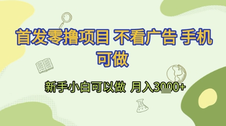 首发零撸项目 不看广告 手机可做 新手小白可以做  月入3k+【揭秘】-藏宝阁
