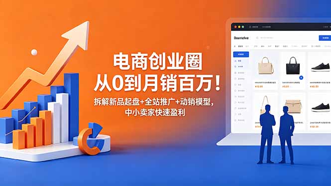 电商创业圈从0到月销百万！拆解新品起盘+全站推广+动销模型，中小卖家快速盈利-藏宝阁