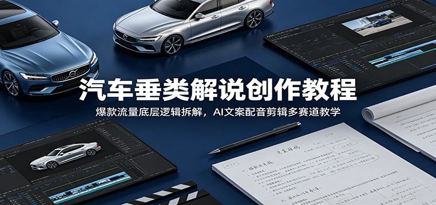 汽车垂类解说创作教程：爆款流量底层逻辑拆解，AI文案配音剪辑多赛道教学-藏宝阁