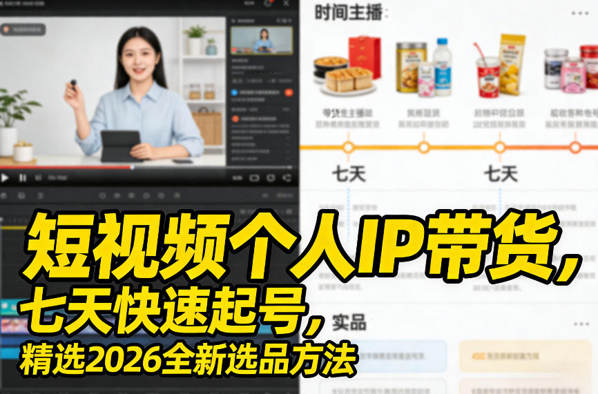 短视频个人IP带货，七天快速起号，精选2026全新选品方法-藏宝阁