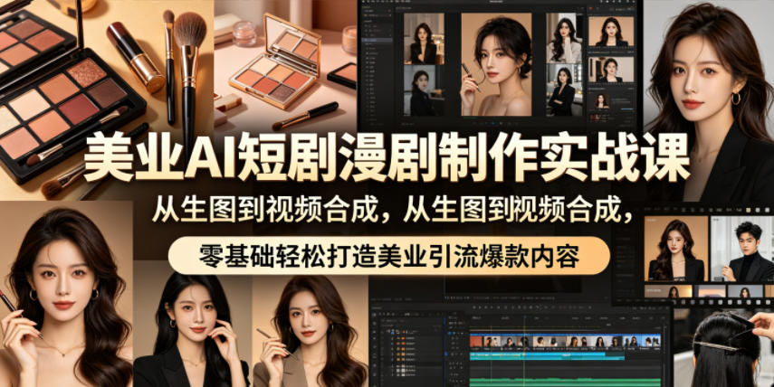 美业AI短剧漫剧制作实战课，从生图到视频合成，零基础轻松打造美业引流爆款内容-藏宝阁