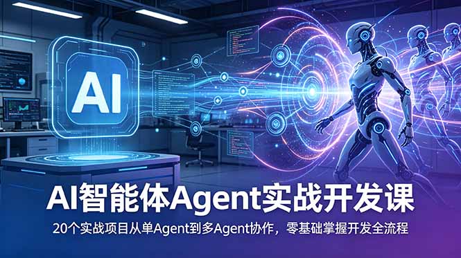AI智能体Agent实战开发课：20个实战项目从单Agent到多Agent协作，零基础掌握开发全流程-藏宝阁