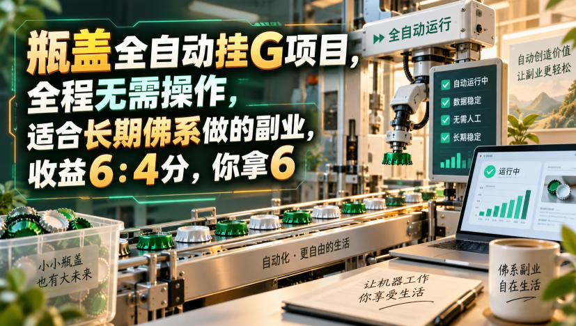 瓶盖全自动挂G项目，全程无需操作，适合长期佛系做的副业，收益6：4分，你拿6【揭秘】-藏宝阁
