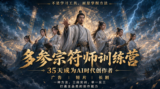 多参宗符师训练营，35天成为AI时代创作者，广告|短片|长剧，一种方法，三段实训，举一反三，打通全品类的创作能力-藏宝阁